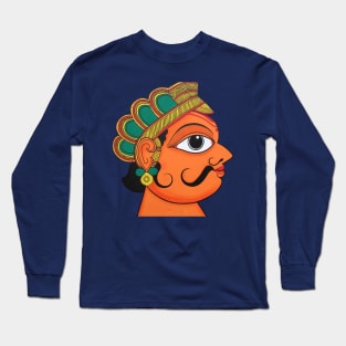 Man's face, face of man, male face, mustache face, king face, indian art Long Sleeve T-Shirt